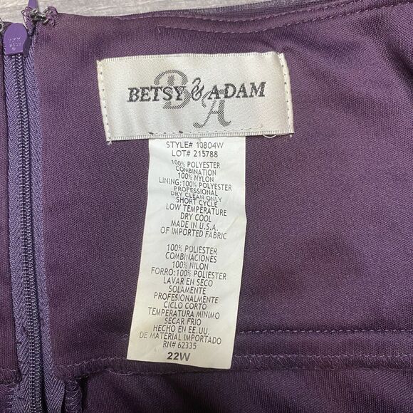 Betsy & Adam Women's Dress One-Shoulder Gem Strap Gown (22W Plum Purple) - Picture 5 of 12